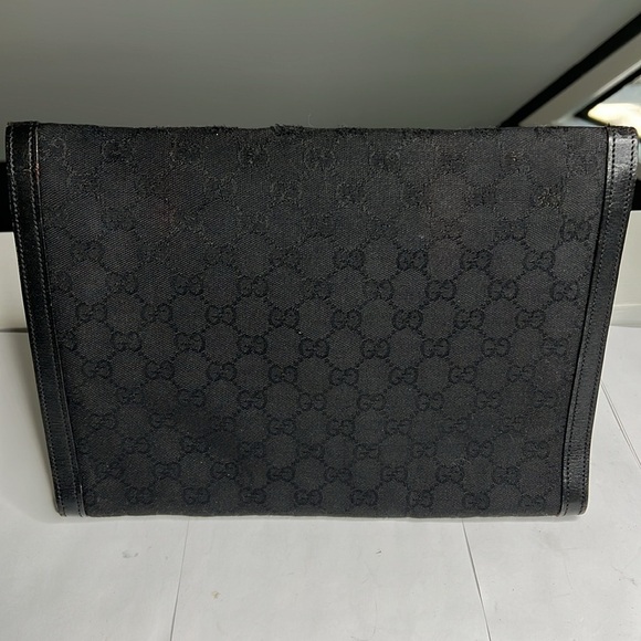 Gucci Black Logo Canvas and Leather Envelope Clutch Bag - Picture 4 of 10